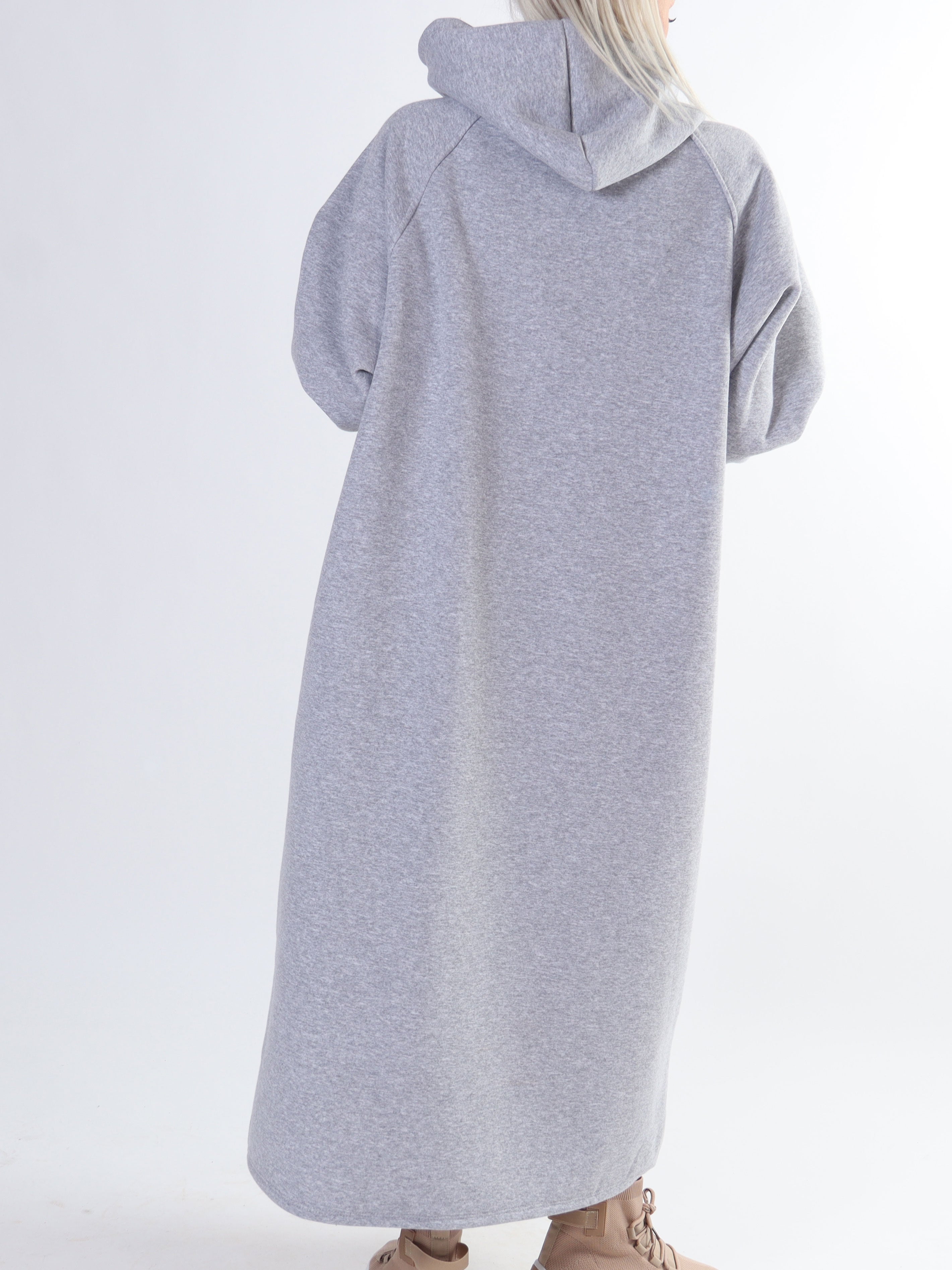 Angela - Lang plus size hoodiekjole i bomuld